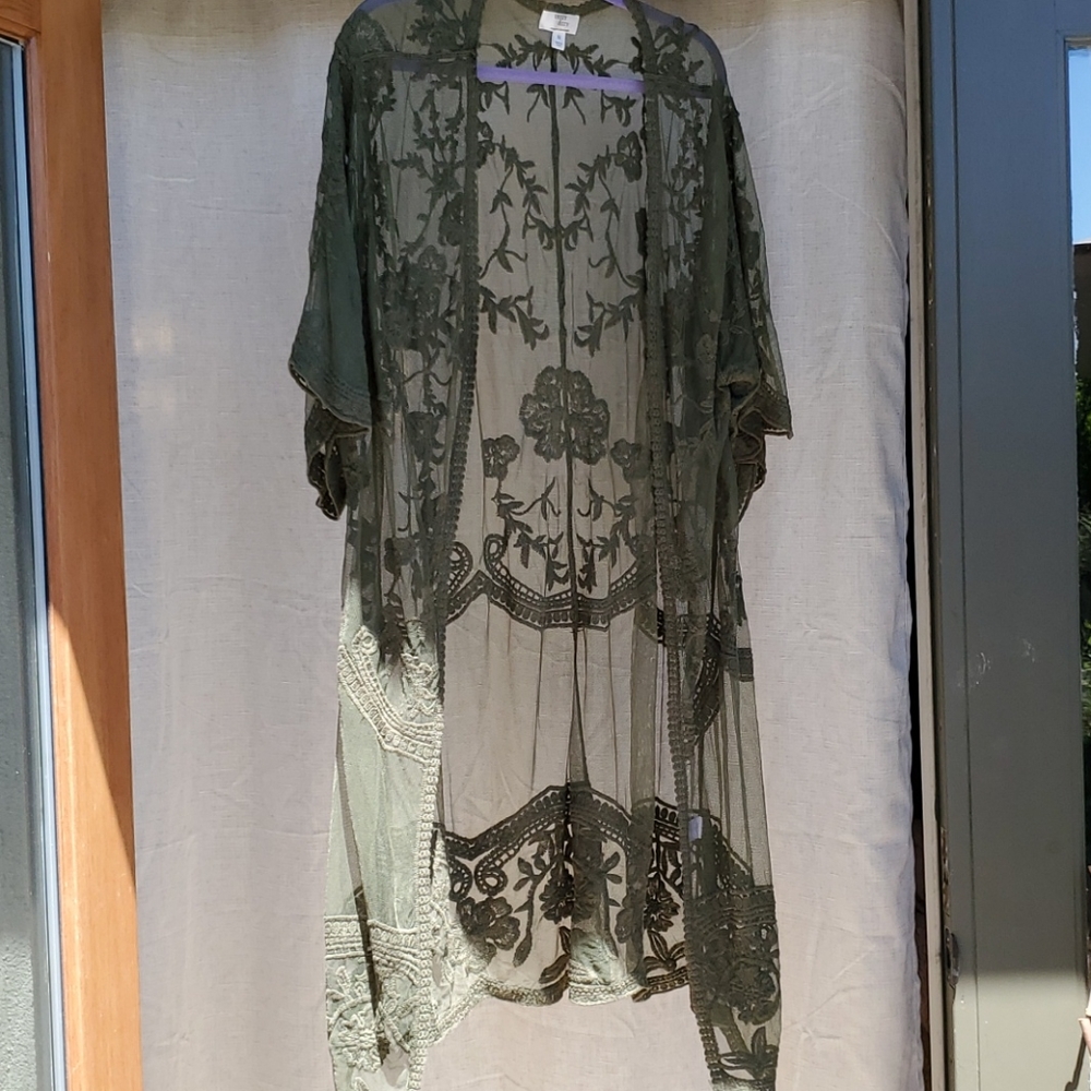 Green Cottagecore Lacy Cardigan
